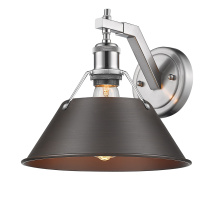Golden 3306-1W PW-RBZ - Yep by Golden Lighting Orwell 1-light Wall Sconce in Pewter and Rubbed Bronze shade